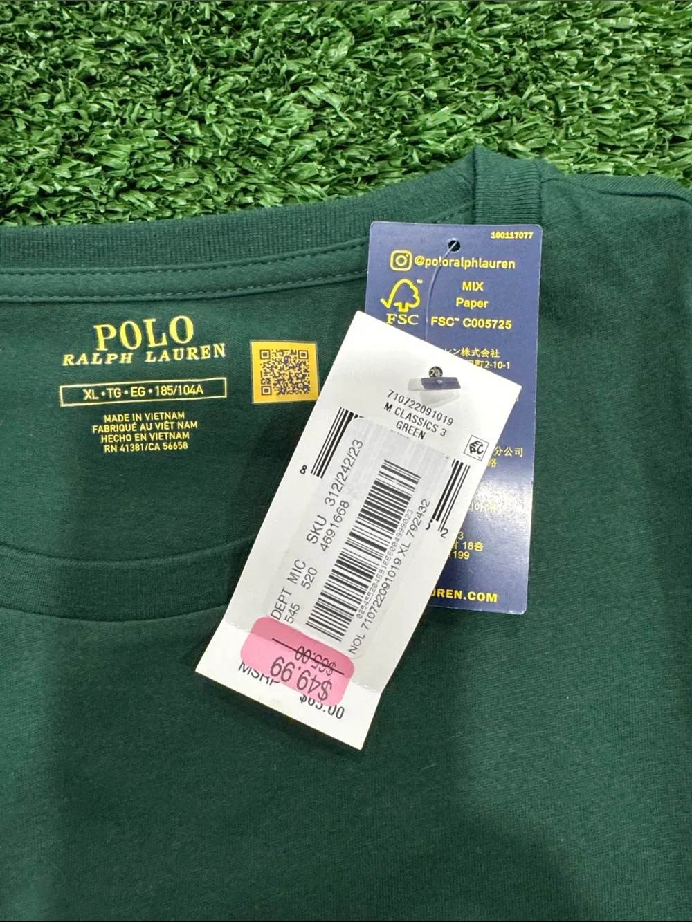 Polo by Ralph Lauren Forest Green Long Sleeve Crewneck Tee with Res Pony
